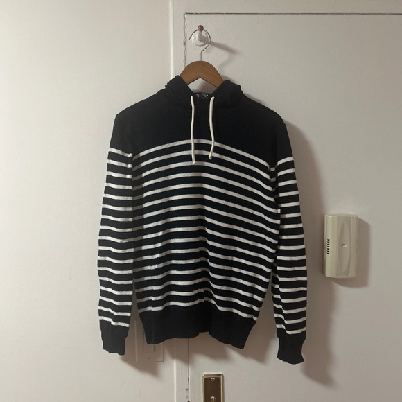 Jcrew Knit Cotton Hoody Navy and White stripes - Picture 1 of 3